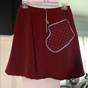 Adorable Oven Mitt Pocket Burgundy Skirt